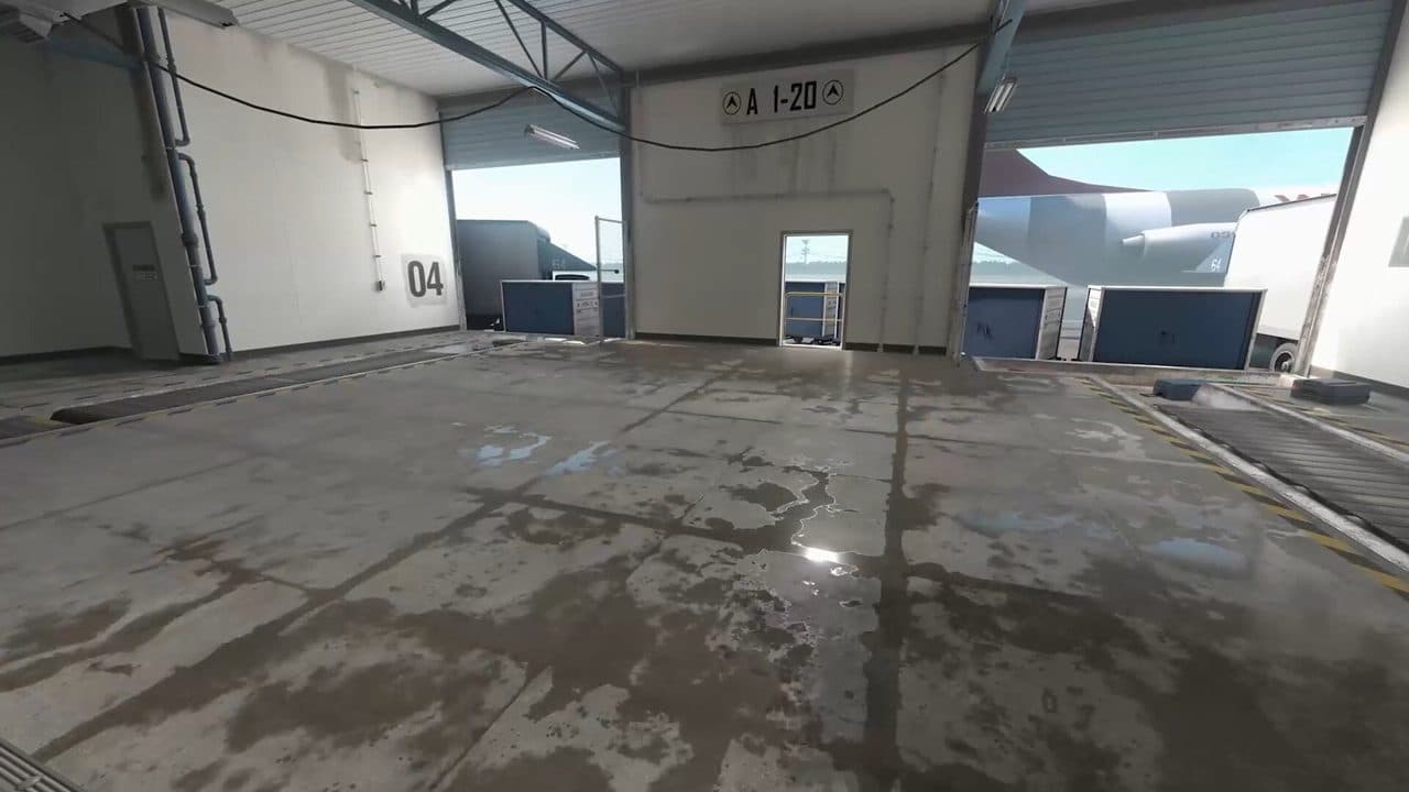 CS2 first-person view on Nuke outside with metal walkways where vertical footstep audio carries between floors